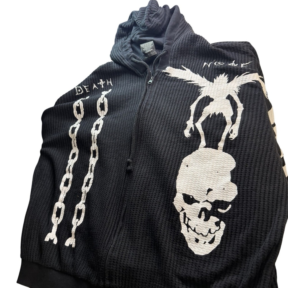 Death Note Ryuk Hoodie XL Vintage‎ Anime Full Zip Viz Media Waffle Knit